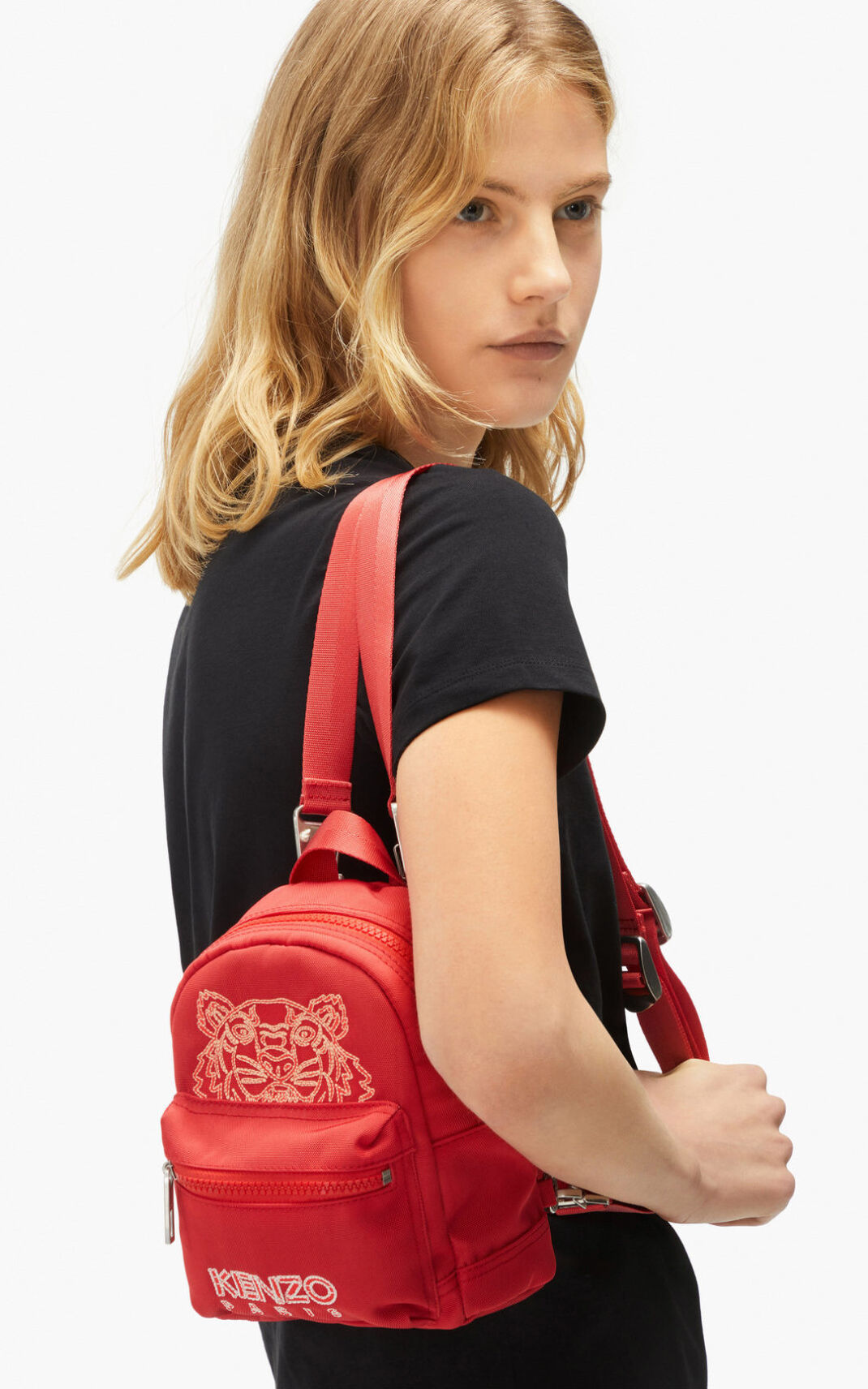 Sac À Dos Kenzo Femme Kampus Tiger Toile mini Rouge TKRCW-9068